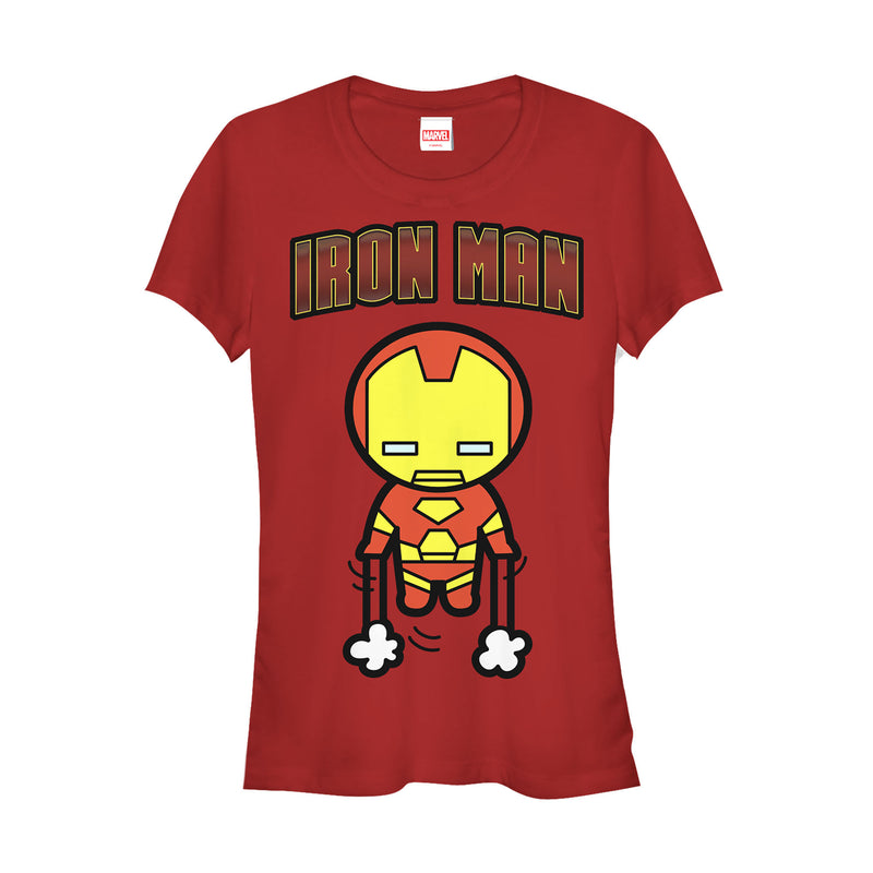 Junior's Marvel Cartoon Kawaii Iron Man Flight T-Shirt