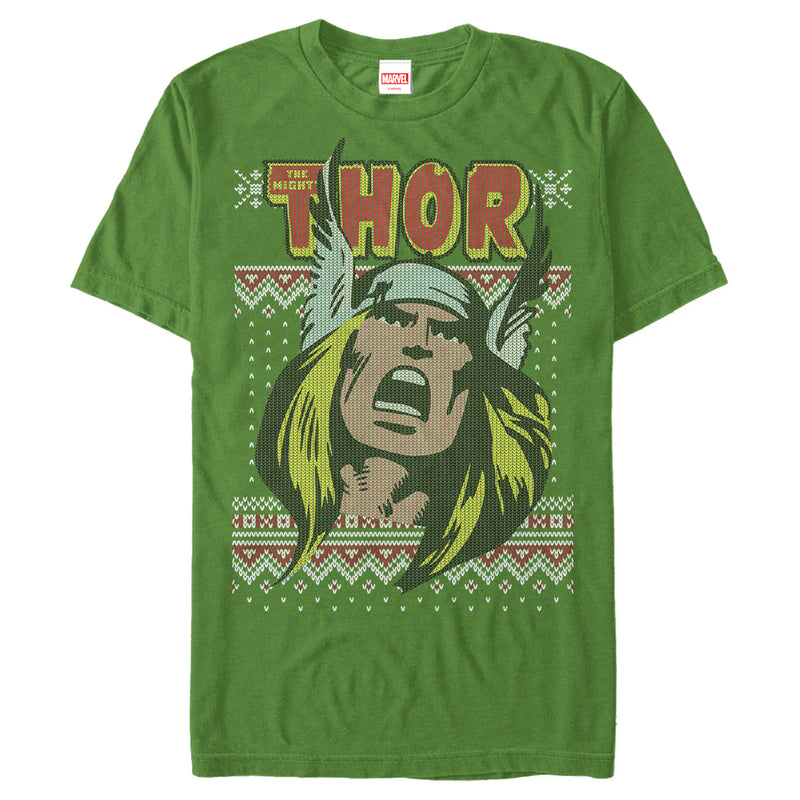 Men's Marvel Thor Retro Comic Holiday Ugly Sweater T-Shirt