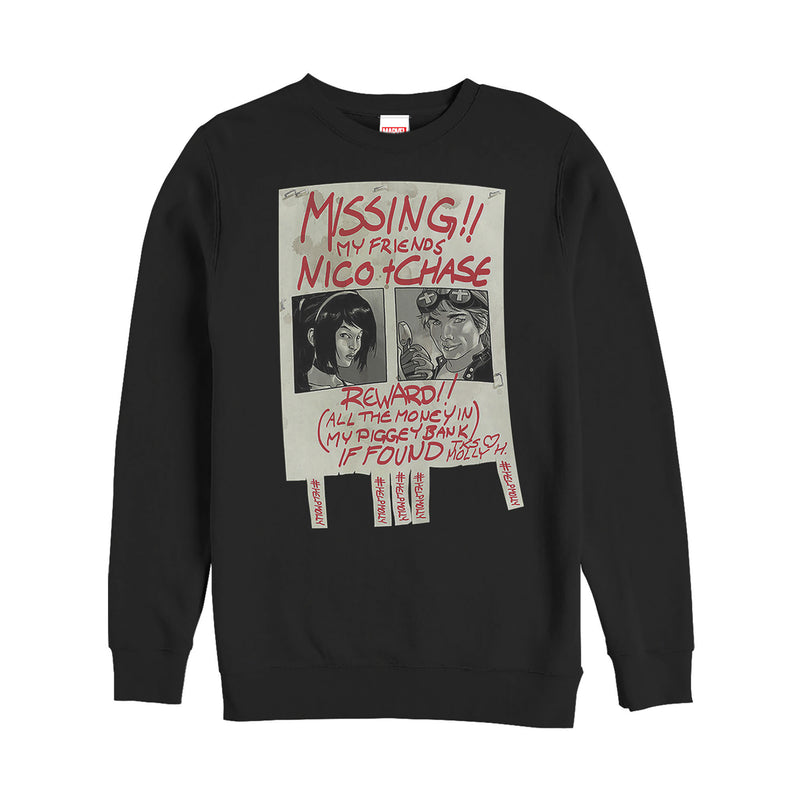 Men's Marvel Runaways Missing Poster Sweatshirt