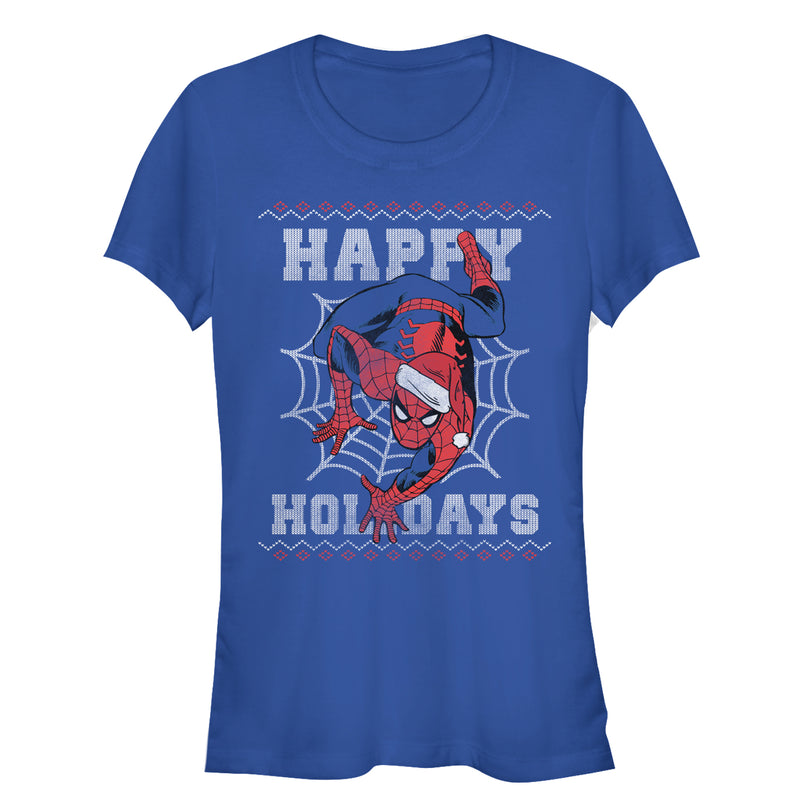 Junior's Marvel Christmas Spider-Man Web T-Shirt