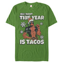 Men's Marvel Christmas Deadpool Santa Tacos T-Shirt