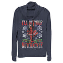 Junior's Marvel Christmas Deadpool Nutcracker Cowl Neck Sweatshirt