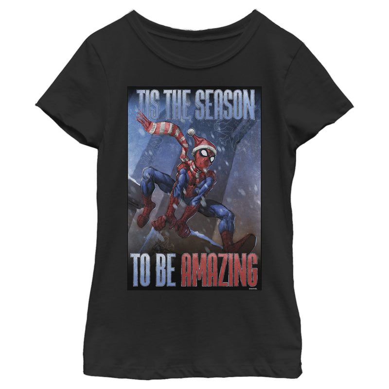 Girl's Marvel Spider-Man 'Tis The Season To Be Amazing T-Shirt