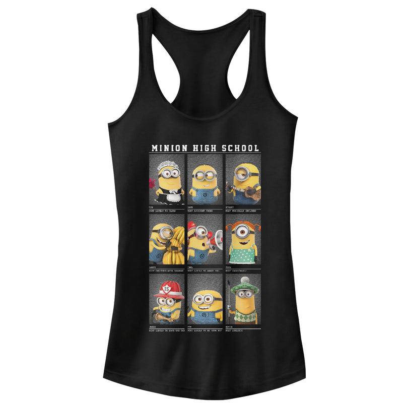 Junior's Despicable Me Minion High School Yearbook Racerback Tank Top