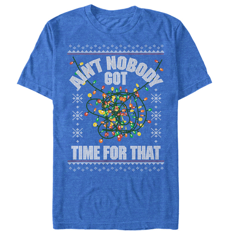 Men's Lost Gods Christmas Lights Nobody Got Time T-Shirt