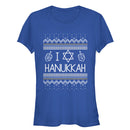 Junior's CHIN UP Hanukkah Ugly Sweater T-Shirt