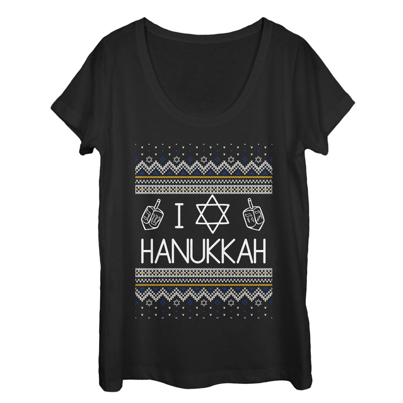 Women's CHIN UP Hanukkah Ugly Sweater Scoop Neck