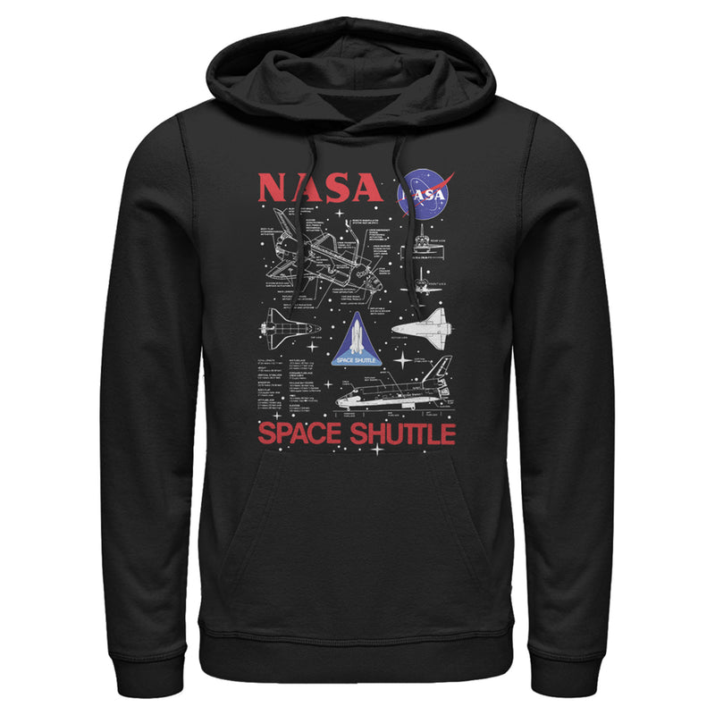 Men's NASA Space Shuttle Schematic Details Pull Over Hoodie