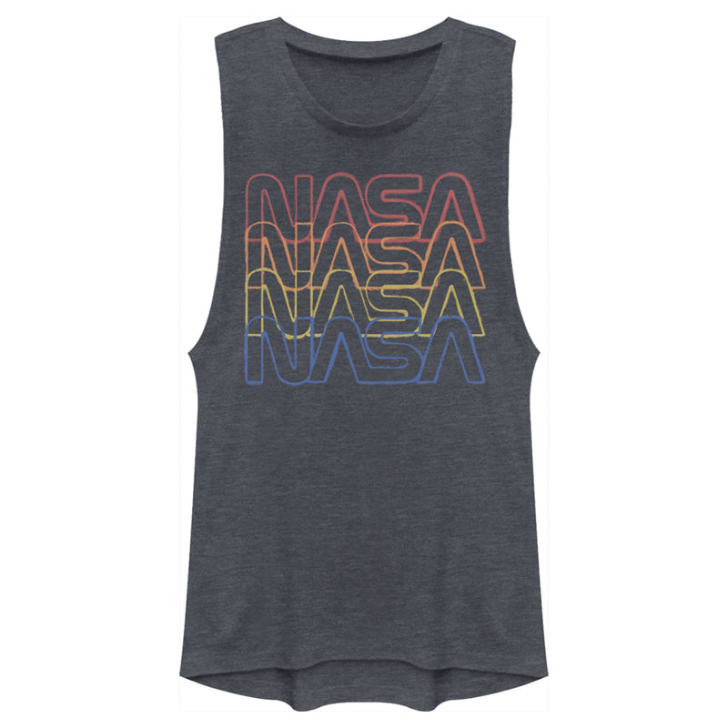 Junior's NASA Rainbow Repeat Logo Festival Muscle Tee