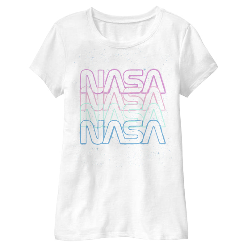 Girl's NASA Rainbow Repeat Logo T-Shirt