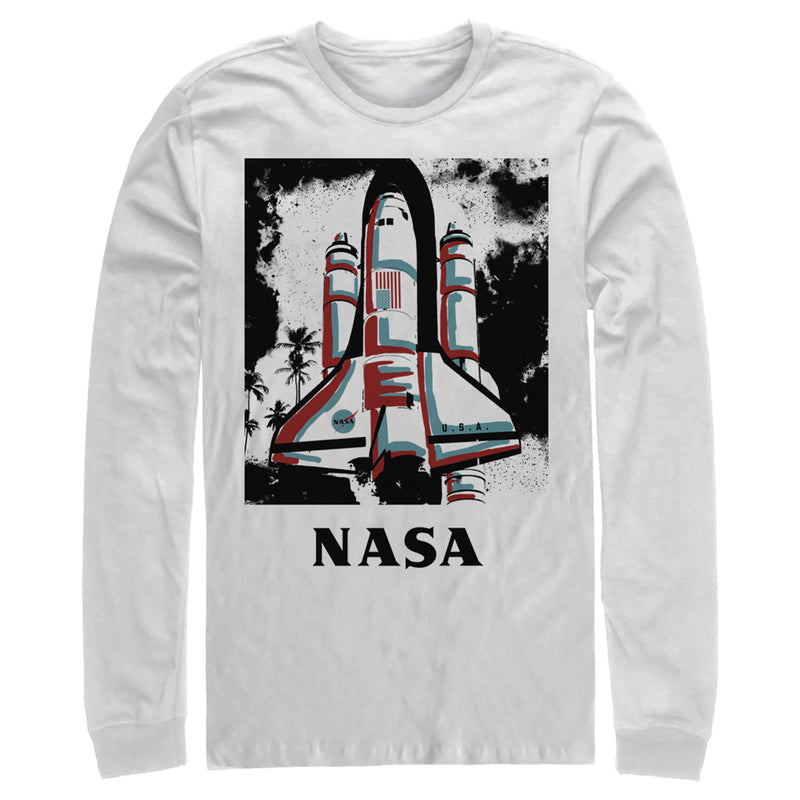 Men's NASA Color Pop Launch Edgy Palm Tree Long Sleeve Shirt