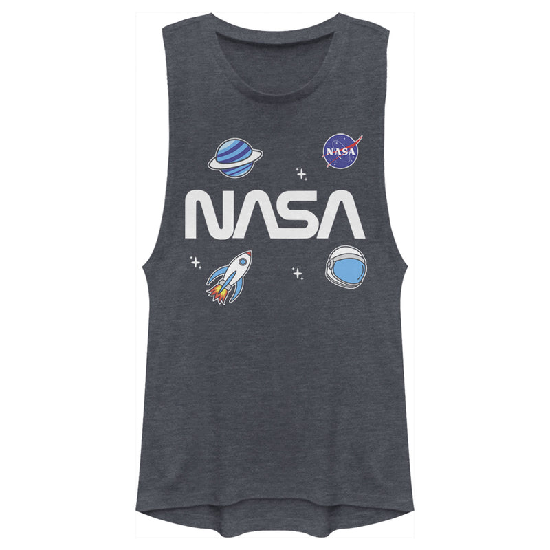 Junior's NASA Logo Space Emoji Festival Muscle Tee