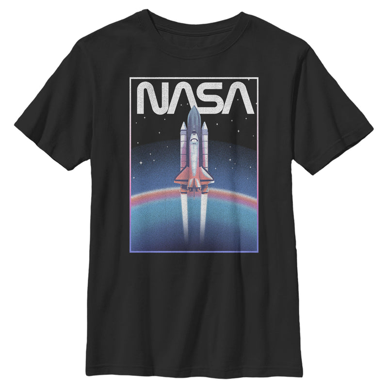 Boy's NASA Distressed Retro Rocket Poster Style T-Shirt