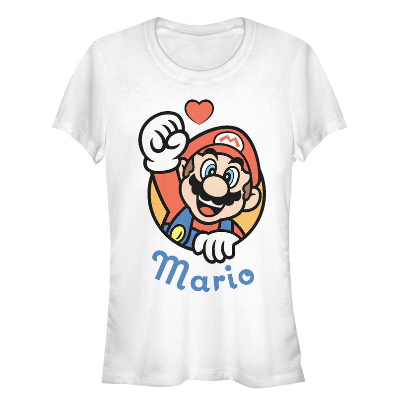 Junior's Nintendo Mario Heart Portrait T-Shirt