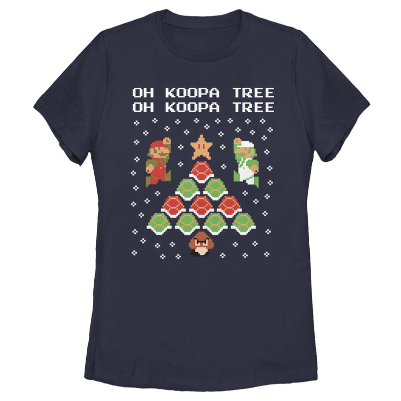 Women's Nintendo Christmas Mario Bros. Koopa Tree T-Shirt