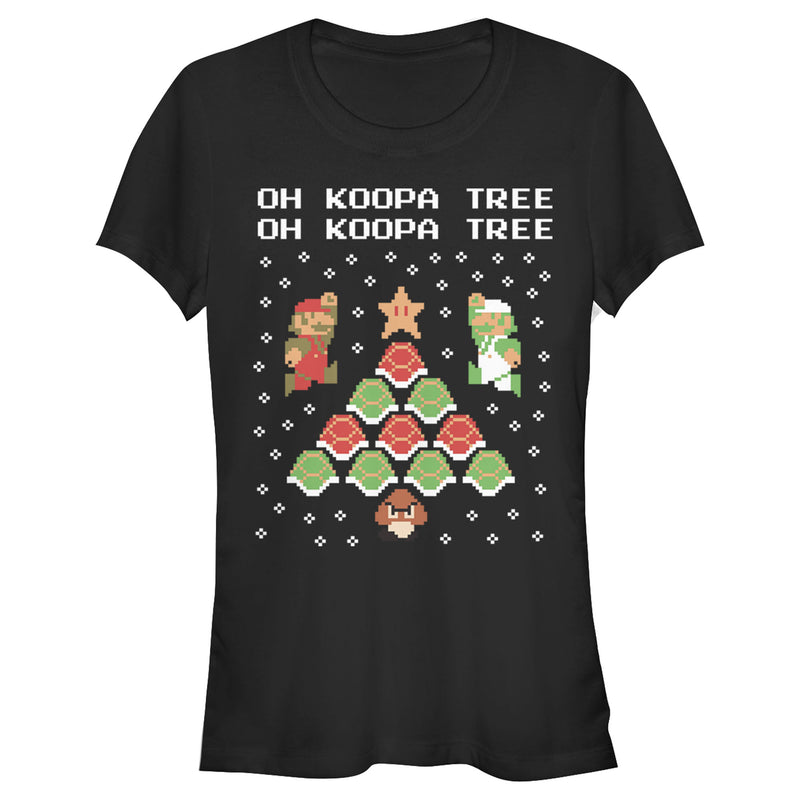 Junior's Nintendo Christmas Mario Bros. Koopa Tree T-Shirt