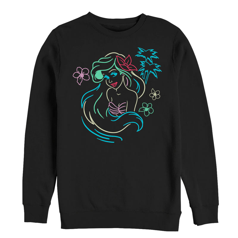 Men's The Little Mermaid Ariel Neon Light Print Sweatshirt