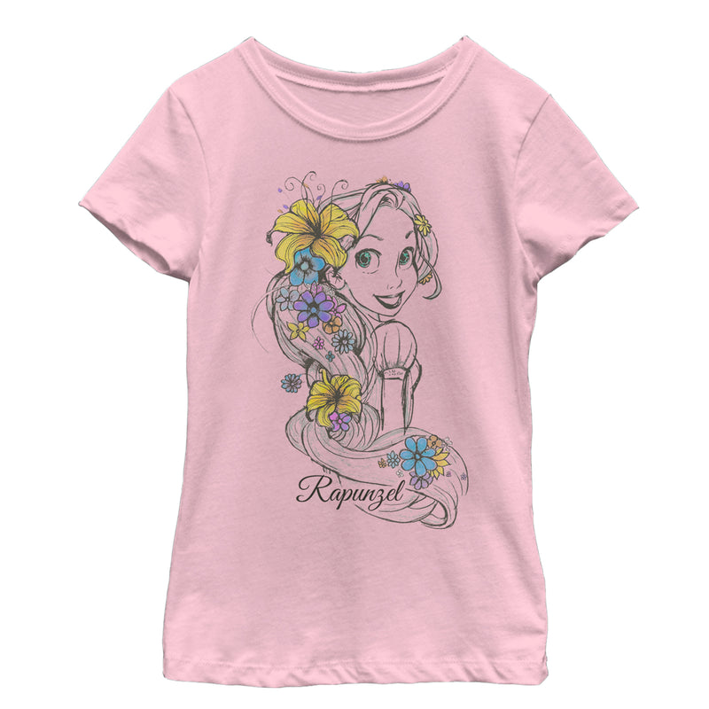 Girl's Disney Tangled Flower Sketch T-Shirt