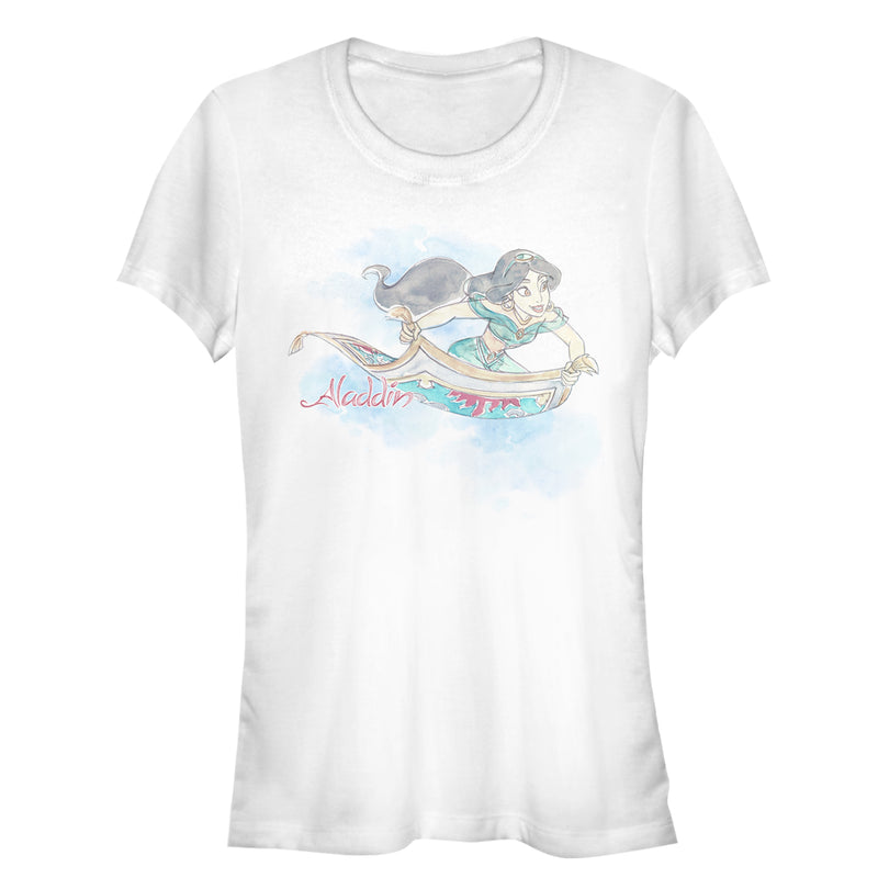 Junior's Aladdin Jasmine Watercolor Carpet Ride T-Shirt