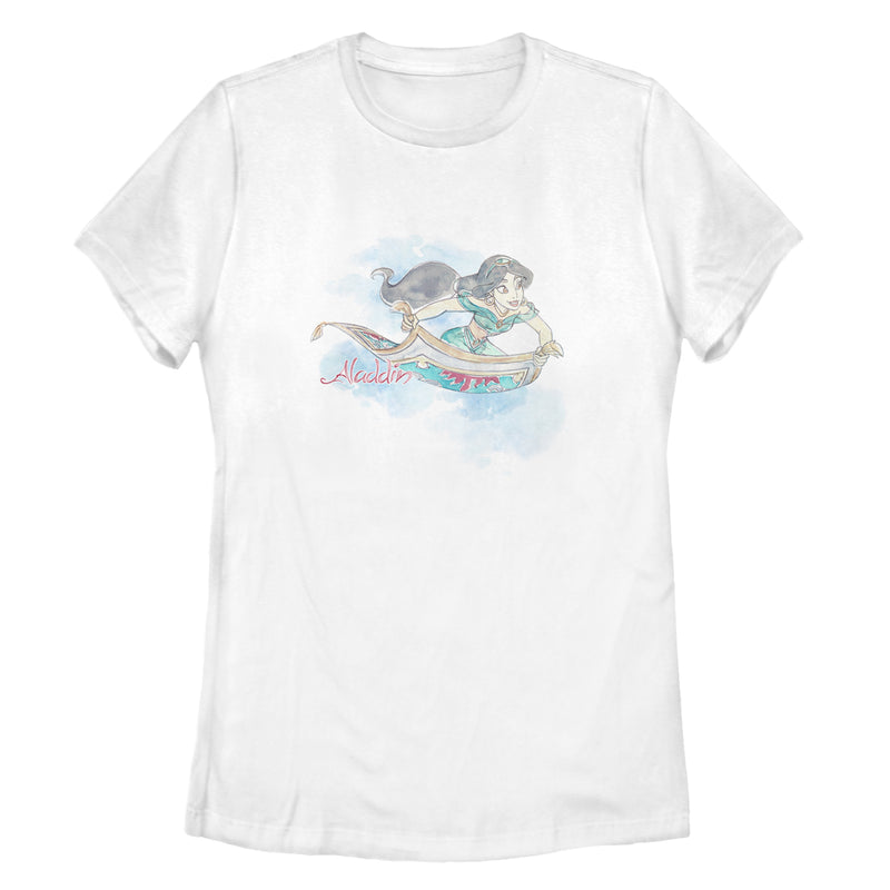 Women's Aladdin Jasmine Watercolor Carpet Ride T-Shirt