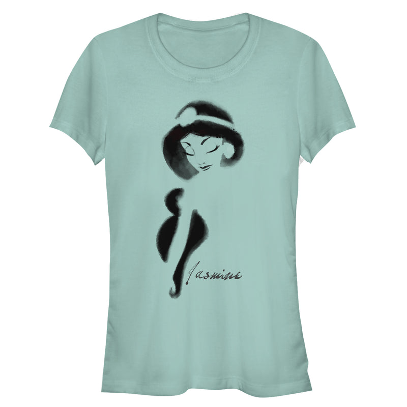 Junior's Aladdin Jasmine Graffiti Print T-Shirt