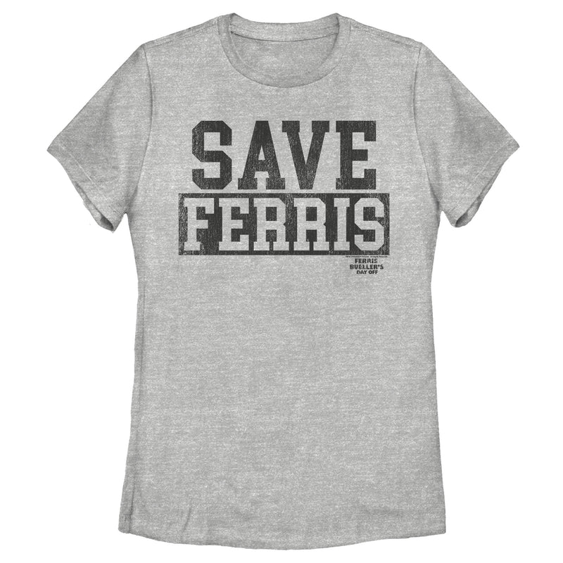 Women's Ferris Bueller's Day Off Distressed Save Text T-Shirt