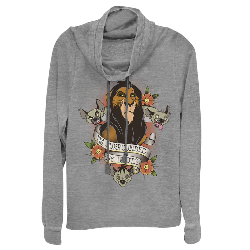 Junior's Lion King Scar Surrounded By Idiots Tattoo Cowl Neck Sweatshirt