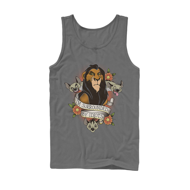 Men's Lion King Scar Surrounded By Idiots Tattoo Tank Top