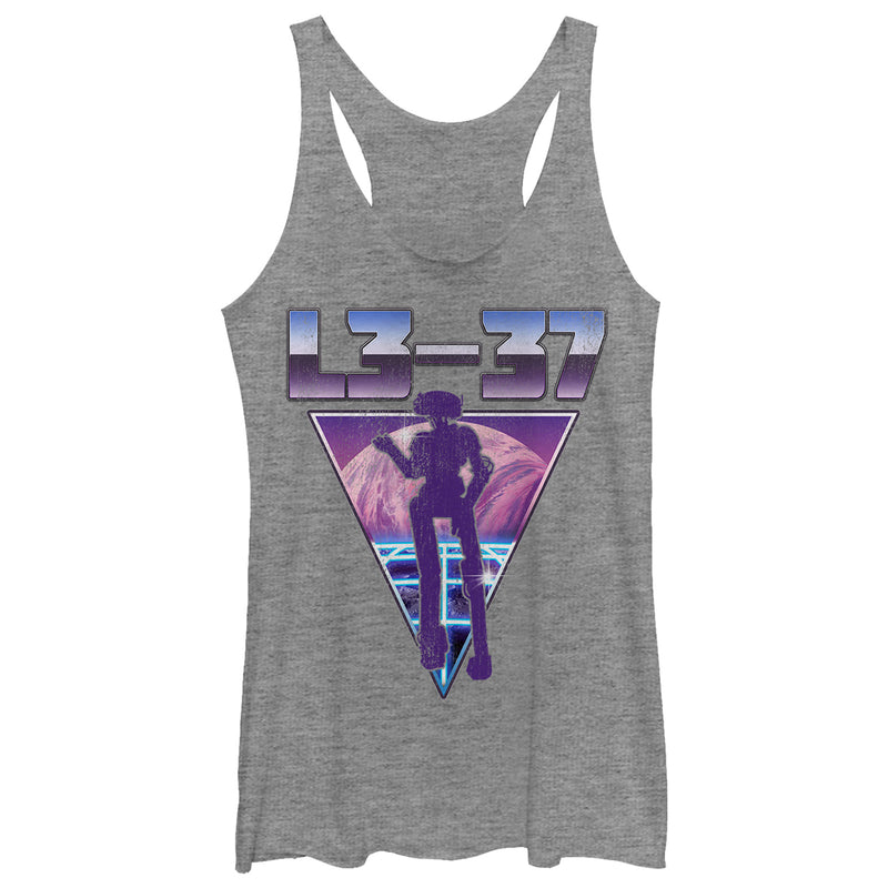 Women's Solo: A Star Wars Story L3-37 Neon Triangle Racerback Tank Top