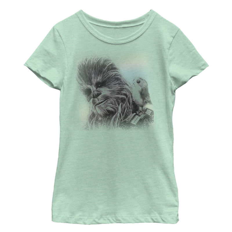 Girl's Star Wars The Last Jedi Chewbacca Porg Friends T-Shirt