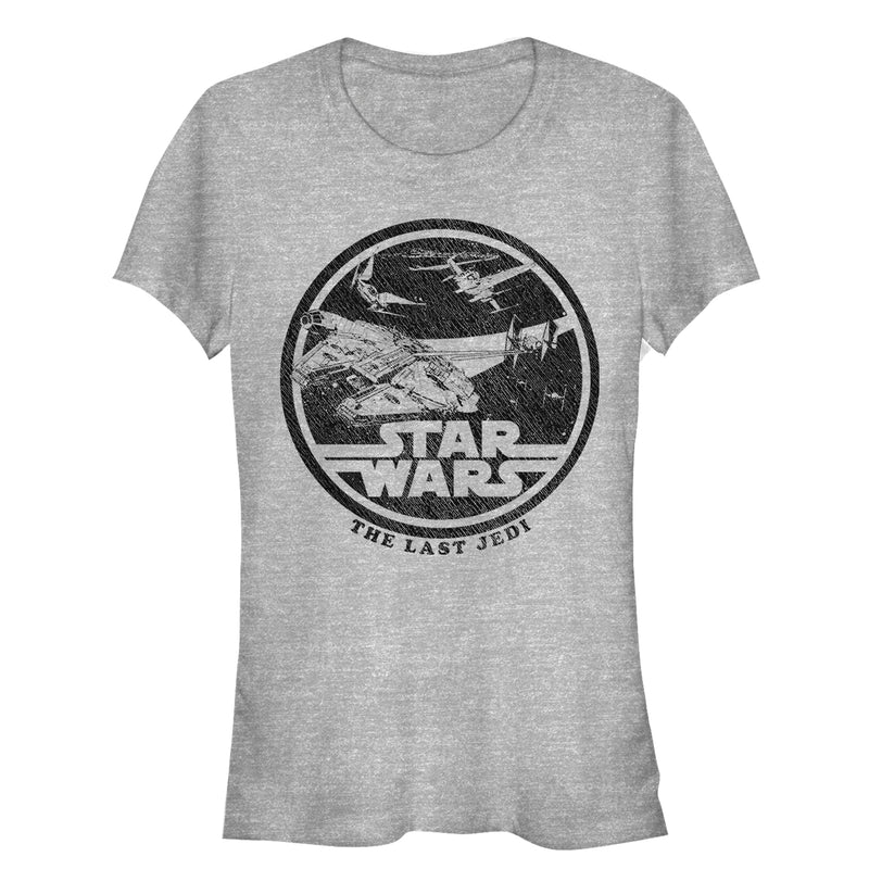 Junior's Star Wars The Last Jedi Millennium Falcon Battle T-Shirt