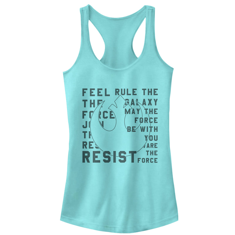 Junior's Star Wars The Last Jedi Resist Mantra Racerback Tank Top