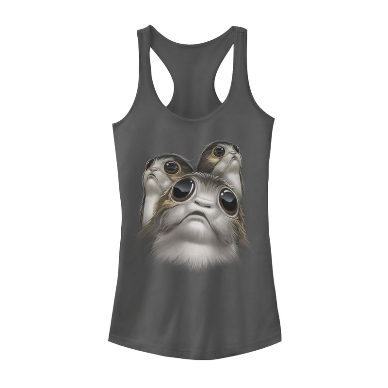 Junior's Star Wars The Last Jedi Porg Eyes Racerback Tank Top