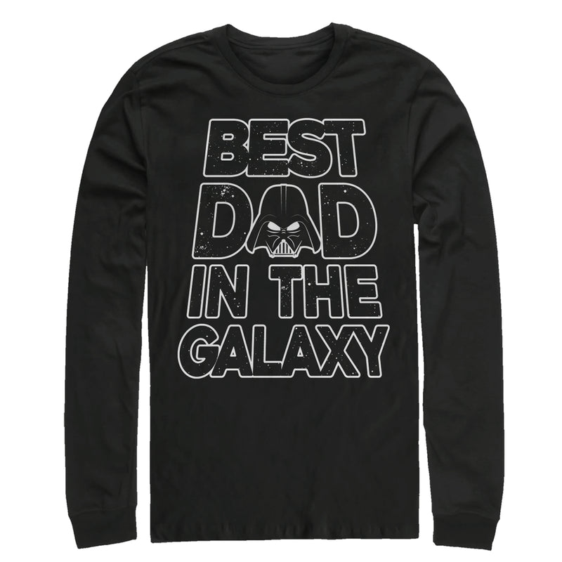 Men's Star Wars Father's Day Best Dad Darth Vader Helmet Long Sleeve Shirt