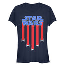 Junior's Star Wars Fourth of July  TIE Fighter Stripes T-Shirt
