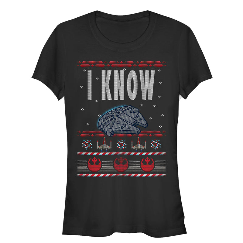 Junior's Star Wars Christmas I Know Quote T-Shirt