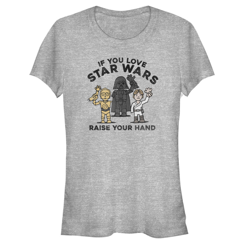 Junior's Star Wars Raise Your Hand Cartoon T-Shirt