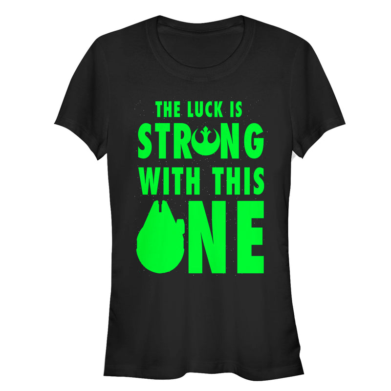 Junior's Star Wars St. Patrick's Day Luck is Strong Falcon T-Shirt