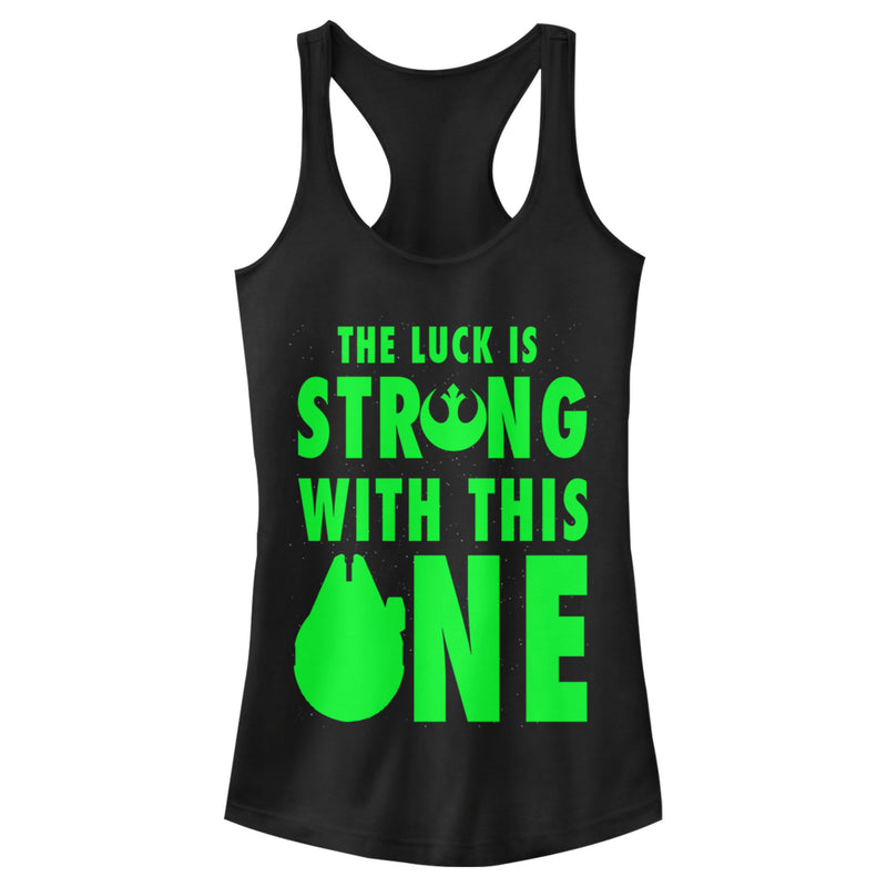 Junior's Star Wars St. Patrick's Day Luck is Strong Falcon Racerback Tank Top