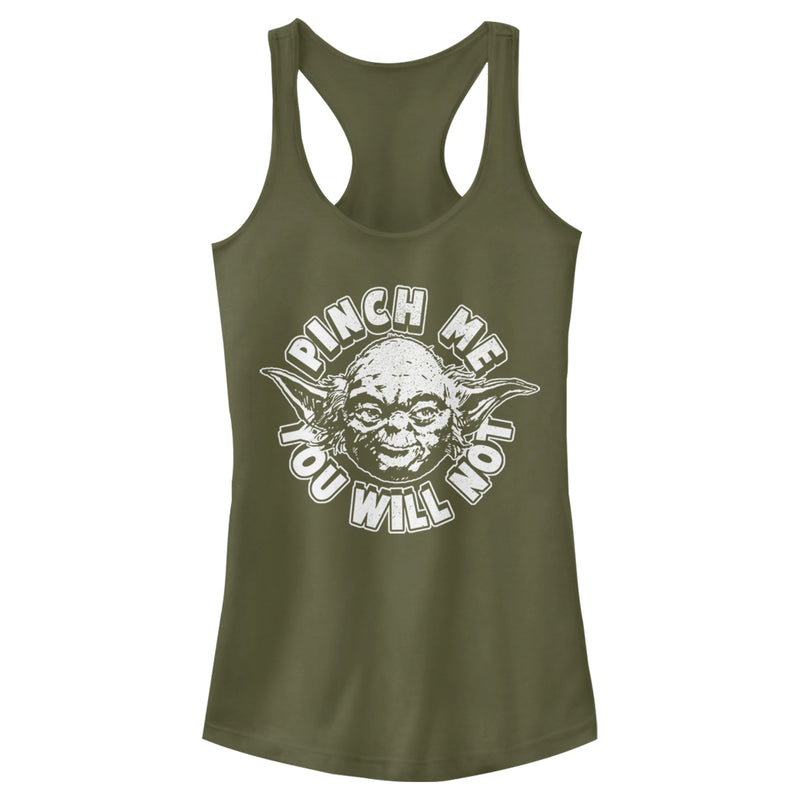 Junior's Star Wars St. Patrick's Day Yoda Pinch Me Not Racerback Tank Top