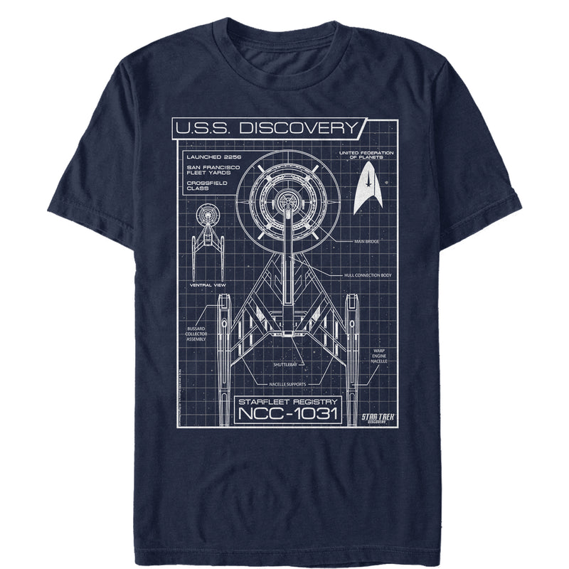 Men's Star Trek: Discovery NCC-1031 USS Discovery Schematics T-Shirt
