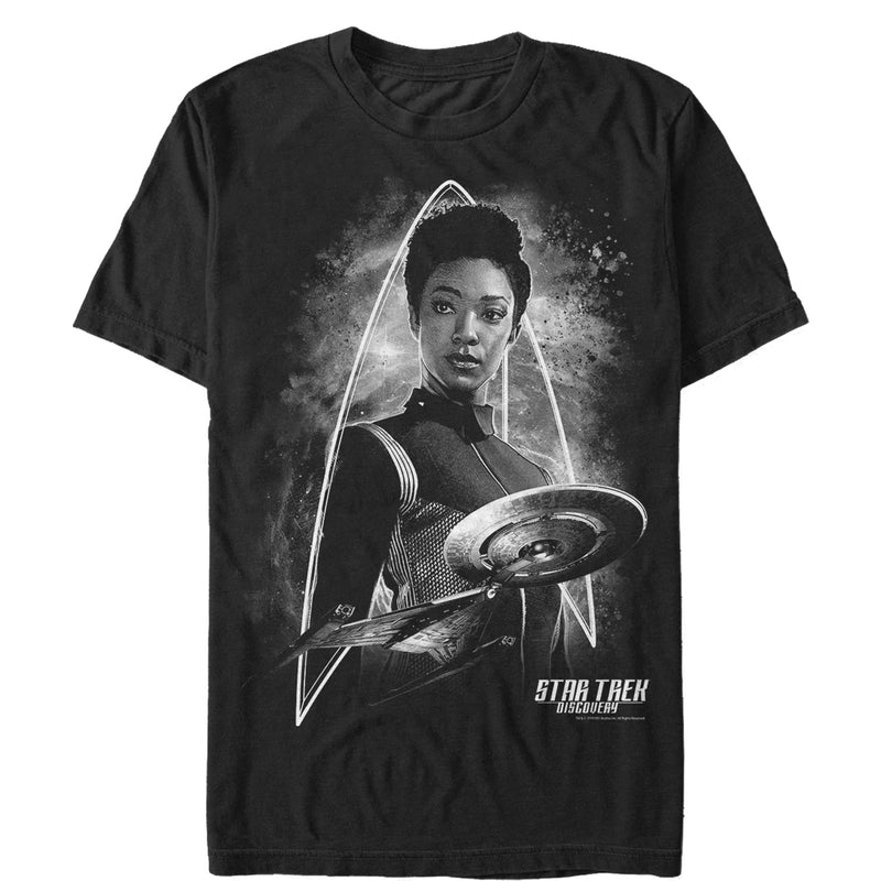 Men's Star Trek: Discovery Classic Black & White Michael Burnham Portrait T-Shirt
