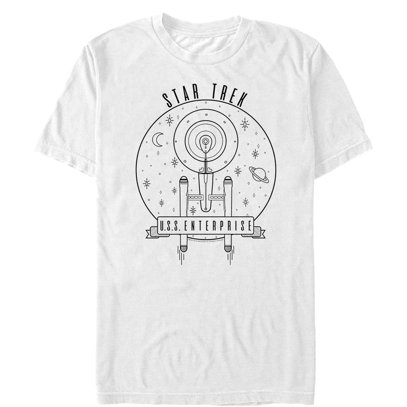 Men's Star Trek USS Enterprise In Space Line Drawing T-Shirt