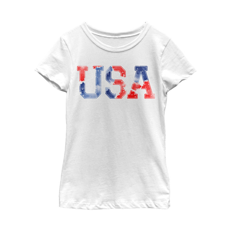 Girl's Lost Gods Fourth of July  USA Watercolor Print T-Shirt