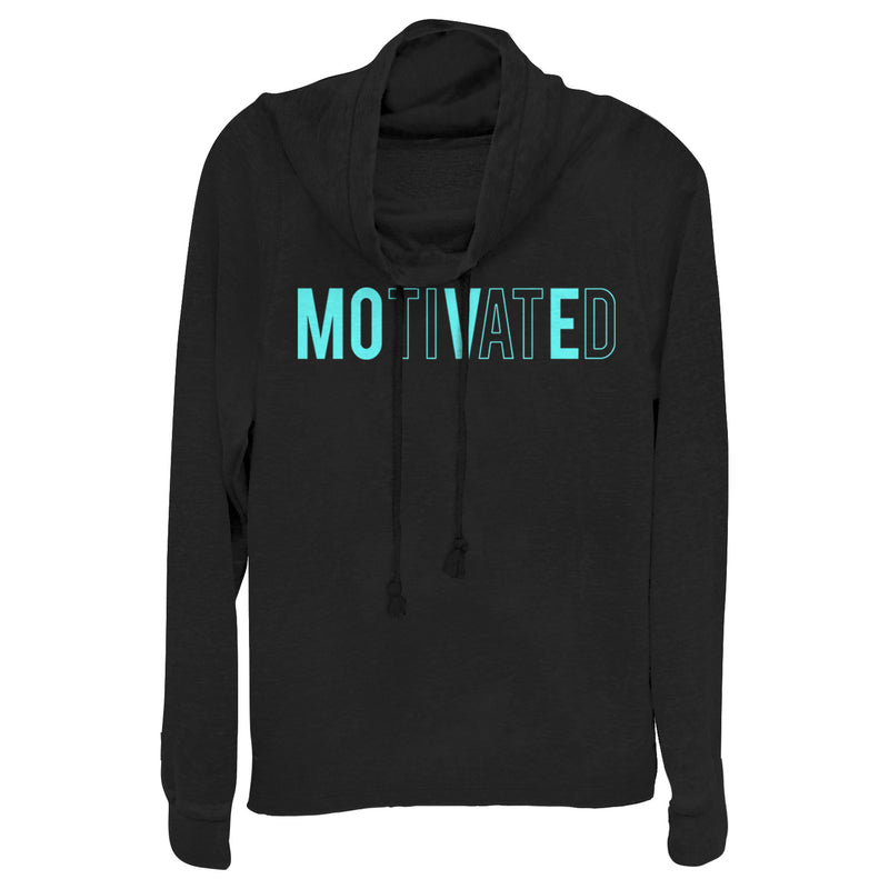 Junior's CHIN UP Motivated Move Text Cowl Neck Sweatshirt