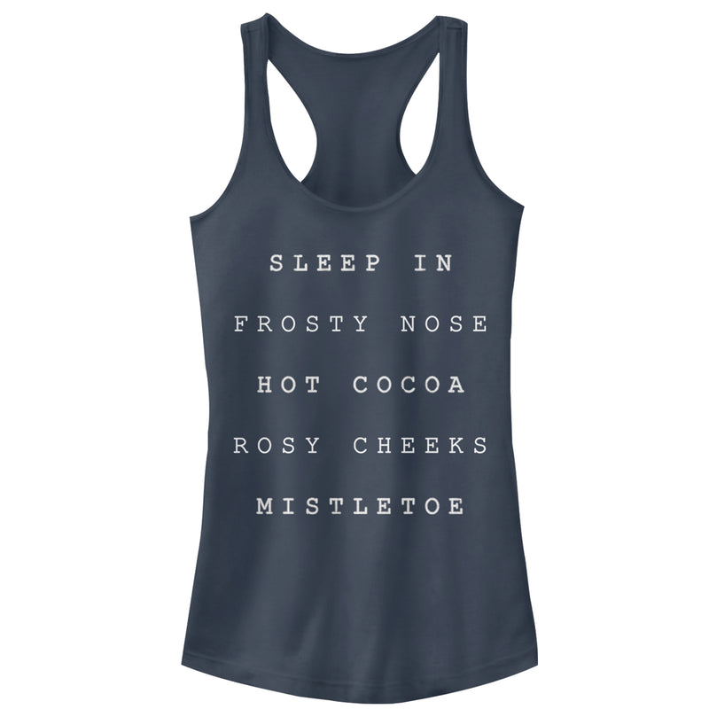 Junior's CHIN UP Christmas Cozy Checklist Racerback Tank Top