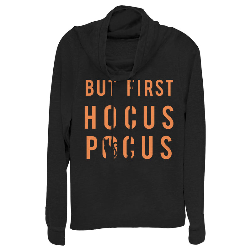 Junior's CHIN UP Halloween Cat Hocus Pocus Cowl Neck Sweatshirt