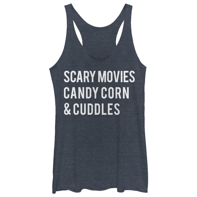 Women's CHIN UP Halloween Candy Corn and Cuddles Racerback Tank Top