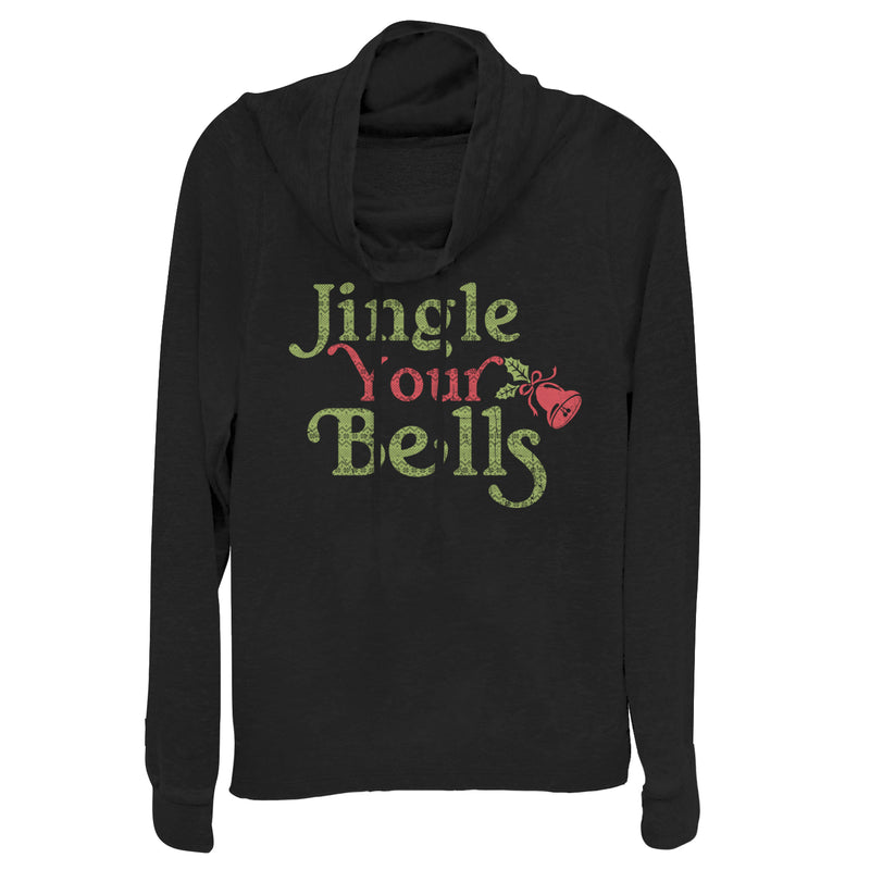 Junior's CHIN UP Christmas Jingle Your Bells Cowl Neck Sweatshirt