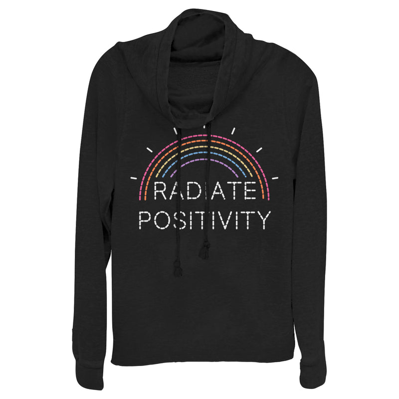 Junior's CHIN UP Radiate Positivity Rainbow Cowl Neck Sweatshirt